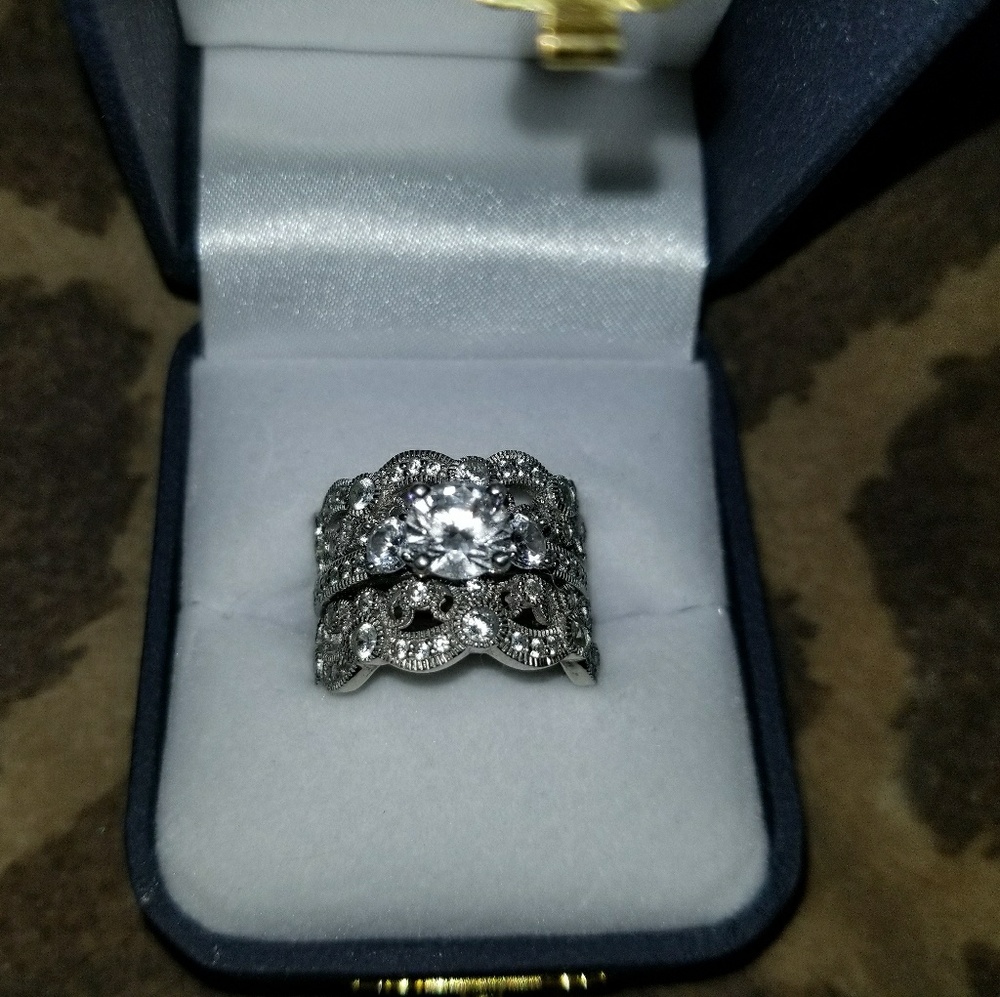 SS wedding set wt CZs...JCPennys  Sarrah Jewelry